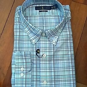 New - Mens Ralph Lauren blue plaid button up dress shirt - long sleeve - XXL